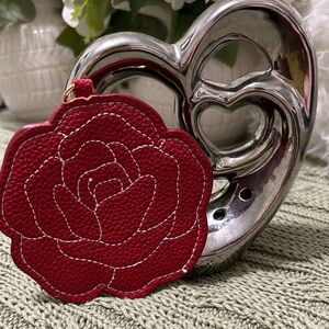 Red Floral Leather Bag Charm